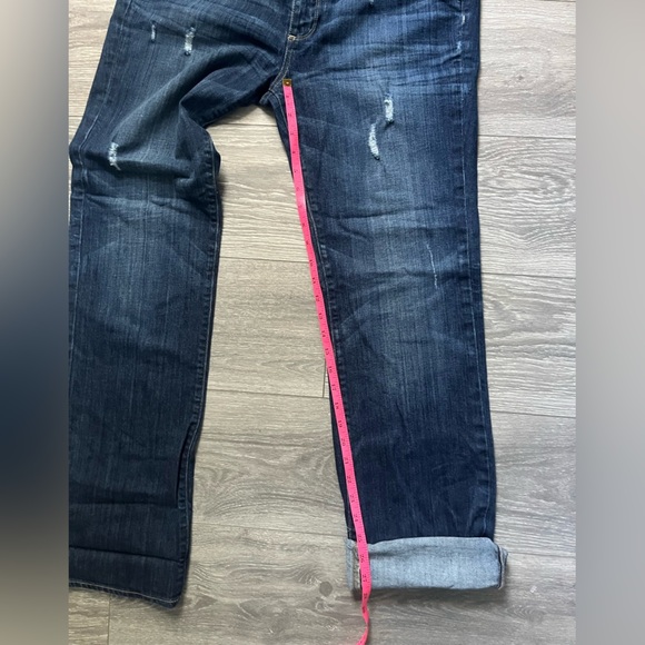 Paige Maternity Adjustable Waist Straight Leg Dark Distressed Denim Blue Jean 31 - Picture 8 of 11